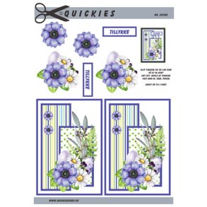 3D Bl� og hvide blomster