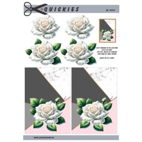 3D Stor hvid rose