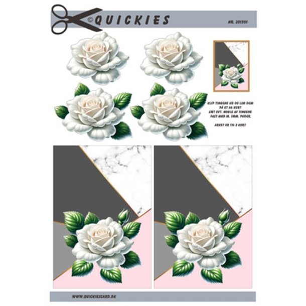 3D Stor hvid rose