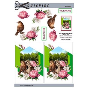 3D Blomster og fugl