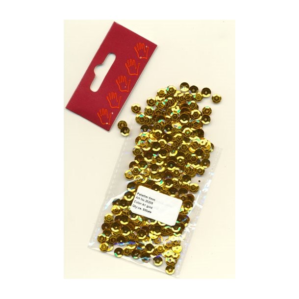 Pailletter guld 6mm ca 500stk
