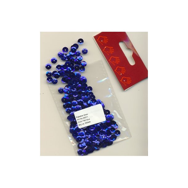 Pailletter bl� 6mm ca 500stk