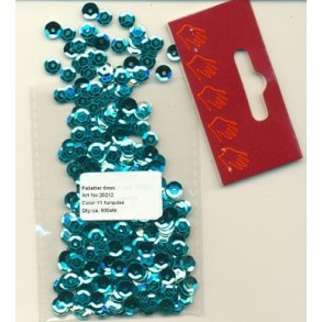 Pailletter turkis 6mm ca 500stk