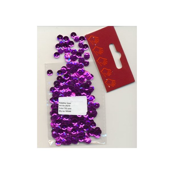 Pailletter pink 6mm ca 500stk