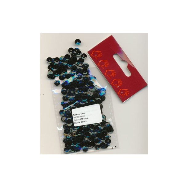 Pailletter sort 6mm ca 500stk