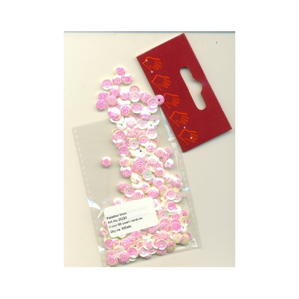 Pailletter perlemor 6mm ca 500stk