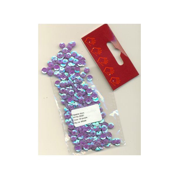 Pailletter lys lilla 6mm ca 500stk