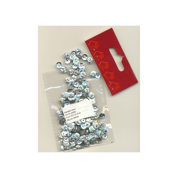 Pailletter s�lv perlemor 6mm ca 500stk