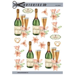  3D Champagneflaske med glas