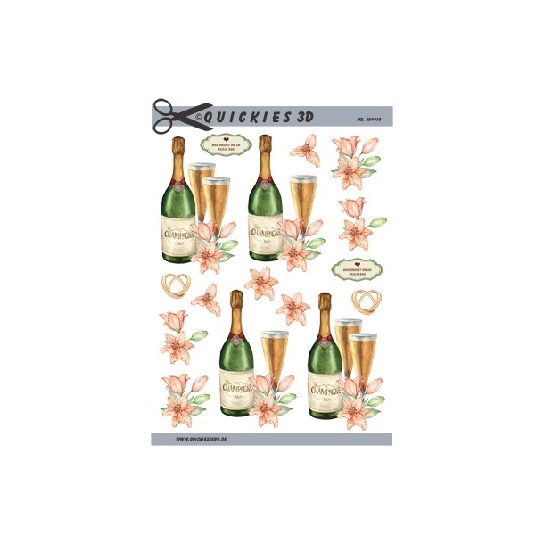  3D Champagneflaske med glas
