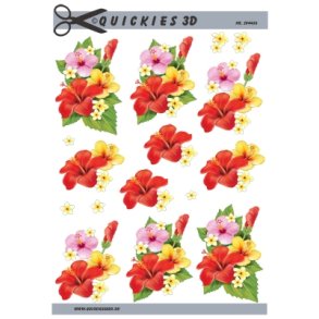 3D Hawaiblomster i tre farver