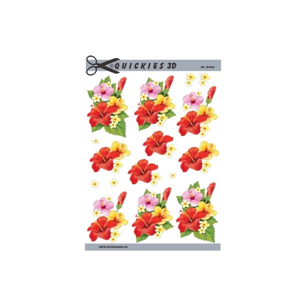 3D Hawaiblomster i tre farver