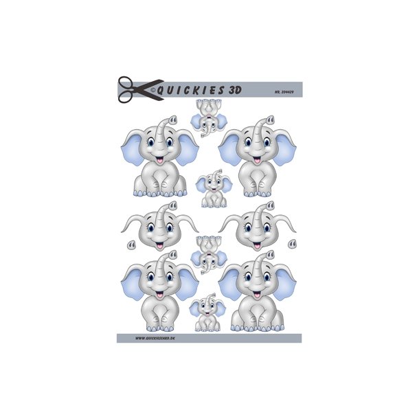 3D Lysebl� elefant