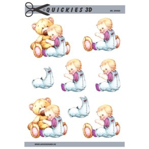 3D Bamse og barn med r�d bluse