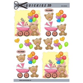  3D Lyser�d barnevogn og bamse