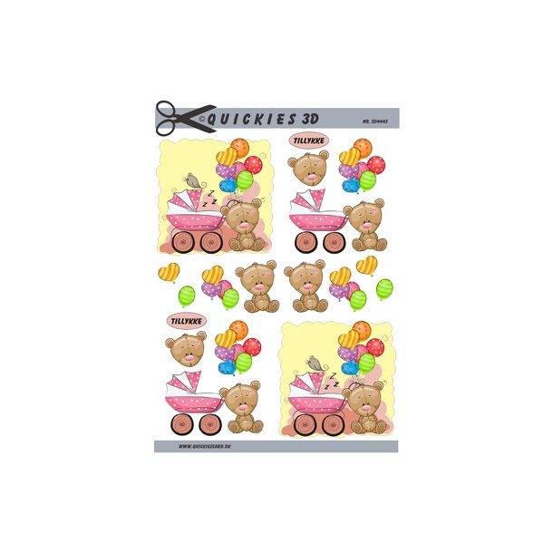  3D Lyser�d barnevogn og bamse