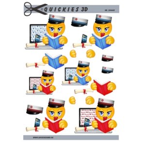 3D Pigesmiley med studenterhue r�d og bl�