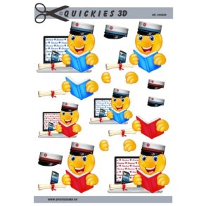 3D Drengesmiley med studenterhue r�d og bl�