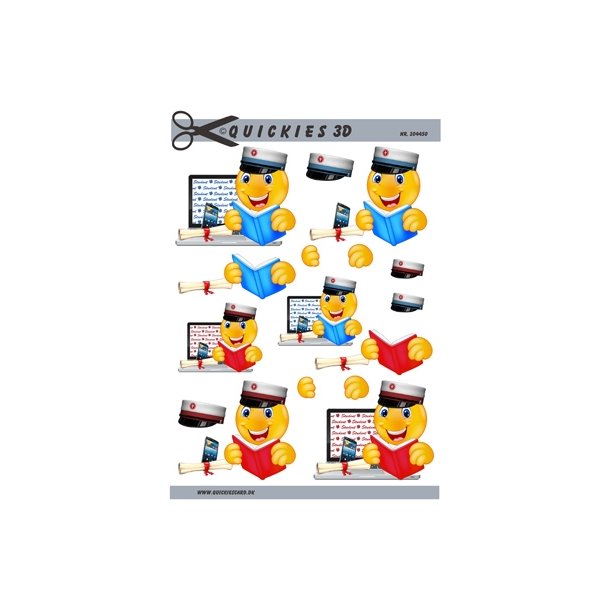 3D Drengesmiley med studenterhue r�d og bl�