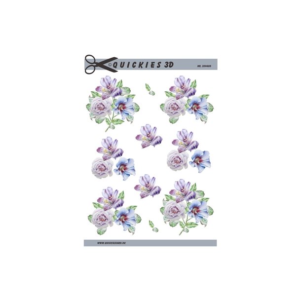  3D Blomsterbuket i sarte farver
