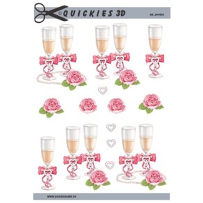 3D Champagneglas med hjerter