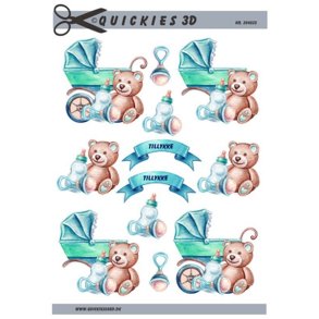  3D Barnevogn og bamse til dreng