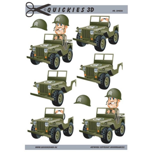  3D Milit�rmand i jeep