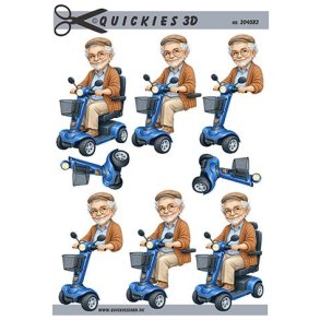 3D �ldre mand p� scooter