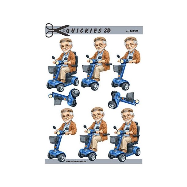 3D �ldre mand p� scooter