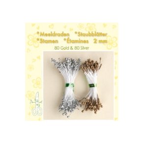  St�vdrager - stamen guld - s�lv 80 stk mat - 80 stk perlemor