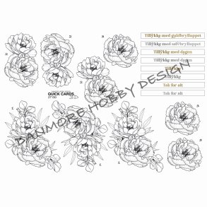 3D Quick Cards Sort/hvid blomster