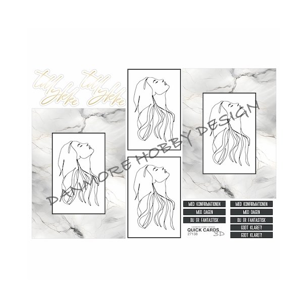 3D Quick Cards Tegnet pige