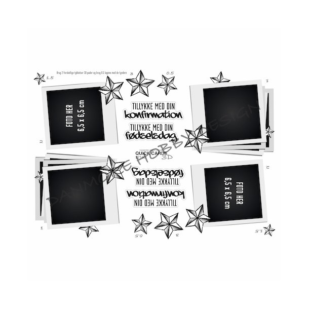 3D Quick Cards Konfirmation med stjerner