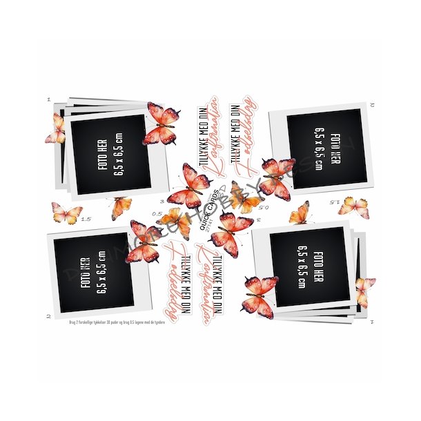 3D Quick Cards Konfirmtion med sommerfugle