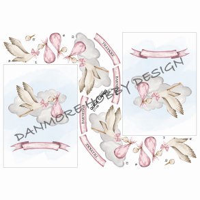 3D Quick Cards Stork med babypige
