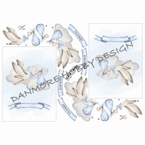 3D Cuick Cards Stork med babydreng