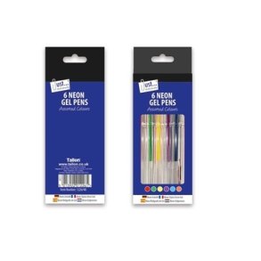 Neon gele penne 6 stk r�d-bl�-lilla-gr�n-pink-gul