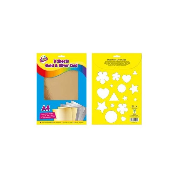 Metallic karton A4 8 ark guld og s�lv