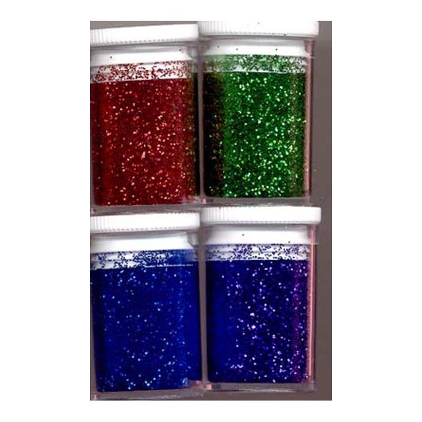  Glimmer fint 4x4g R�d, gr�n, bl� og lilla