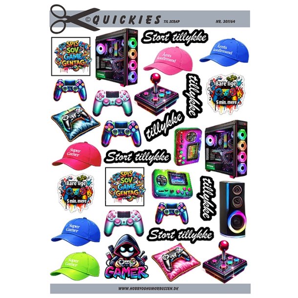 Sm� motiver med gamerudstyr Quickies til scrap