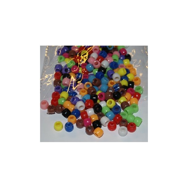 Plast perler Pony 6x8mm ass. farver 50g