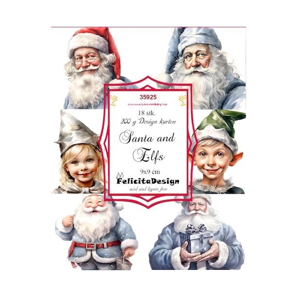 Toppers Santa and elfs 9x9cm 18stk 200g