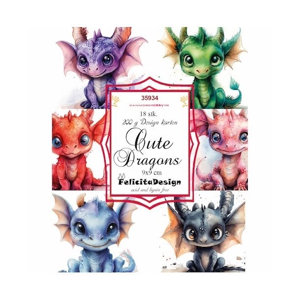Toppers Cute Dragons 3x6 stk 9x9cm 200g