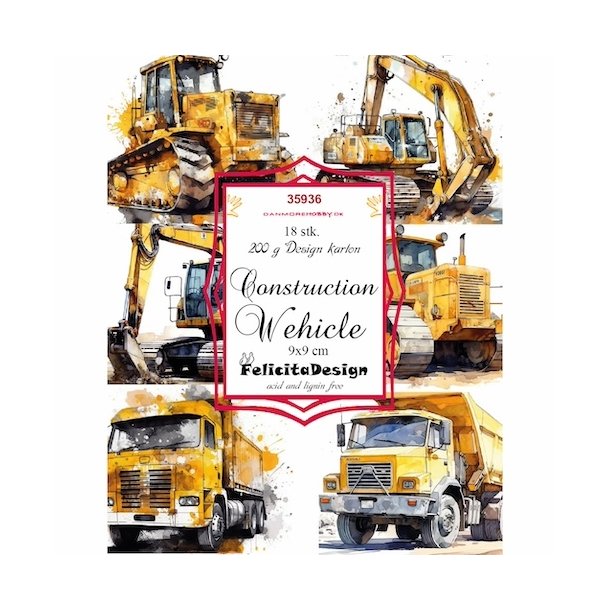 Toppers Construction Wehicle 3x6design 9x9cm 200g