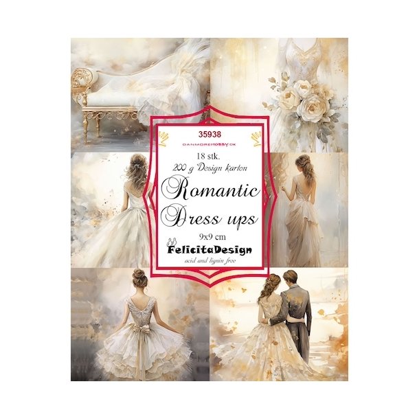 Toppers Romantic dress ups 18 stk 9x9cm 200g