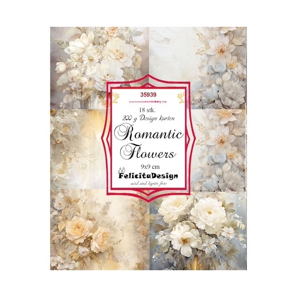 Toppers Romantic flowers 18stk 9x9cm 200g
