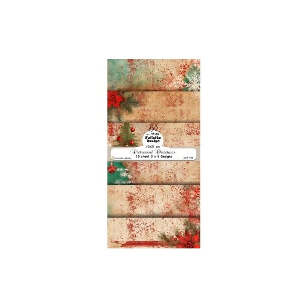 Felicita Design slimcard Distressed christmas 3x8design 10x21cm 200g