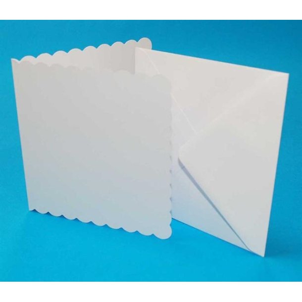  Kort og kuverter Scalloped 50 stk Hvid 12,7x12,7cm