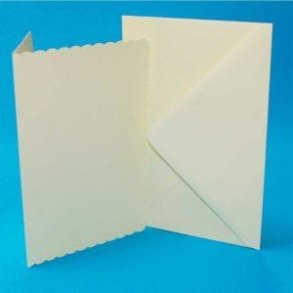 386554 Kort og kuverter Scalloped 50 stk Ivory 12,7x17,8cm