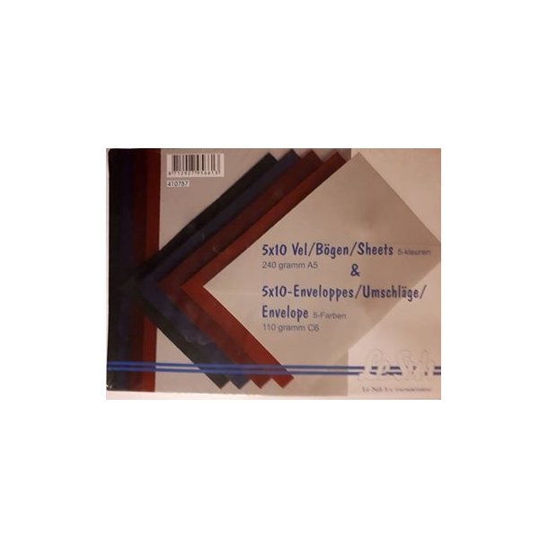  Le Suh Kort og kuverter Creme, r�d, bl� og gr�n 50 s�t ass. A6